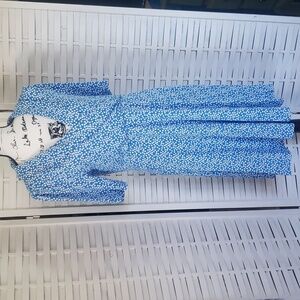 Boden new fixed wrap British style blue with white dots woman dress size 10L